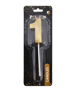 Свеча цифра 3D для торта "1", золото 5см (863201)