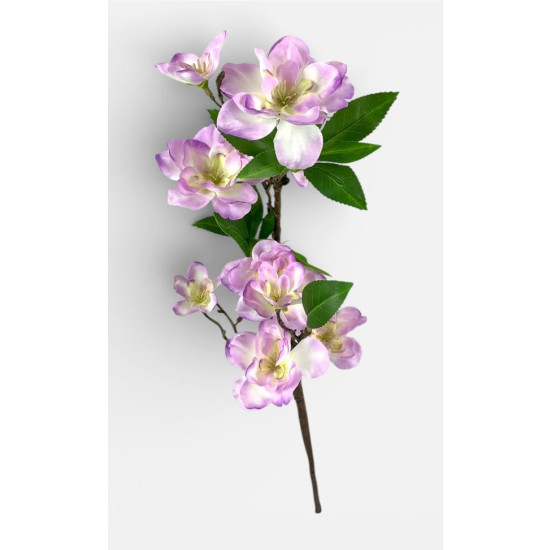 Гілка декоративна  з квітами, 69см біло-бузкова (с30510-3)