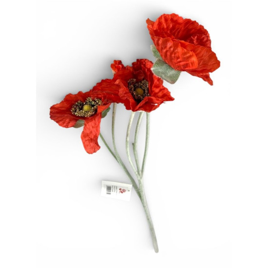 Гілка з маками, 65 см, червона (с30511)