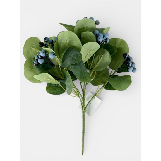 Ветка с синими ягодами, 33 см, зеленый (с30549)