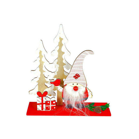 Деревянная композиция "Новогодний гном" на подставке 11 х 14см (L00406.1)