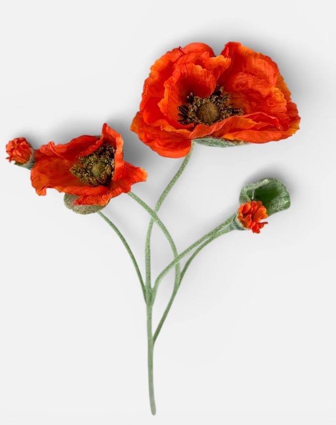 Гілка з маками, 65 см, помаранчева (с30511-5)