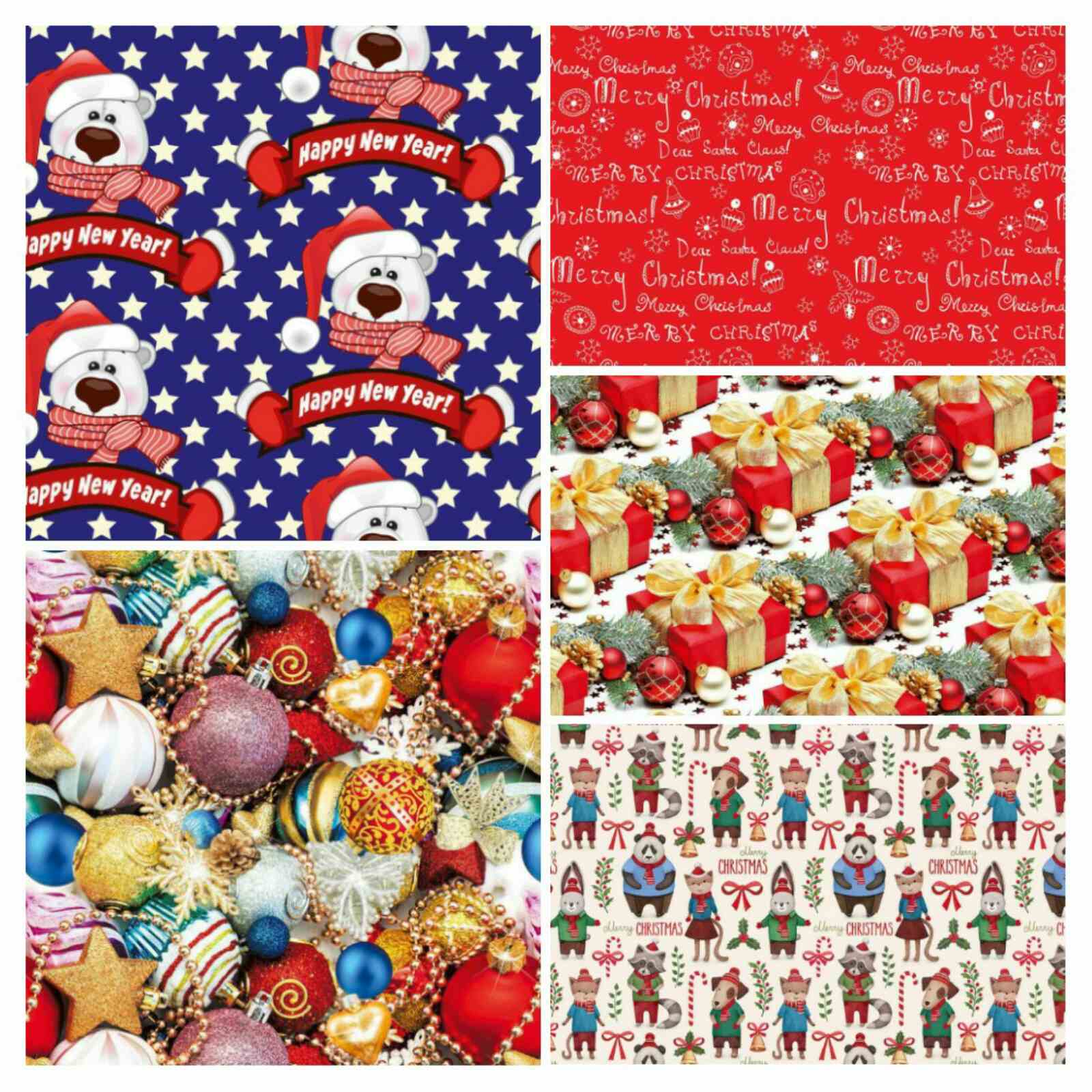 Бумага новогодняя мелованная для упаковки подарков 80г  100х70 -25 листов Unison (PVM 10070-25-5)