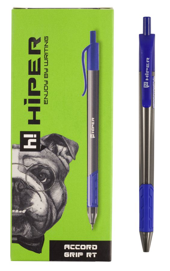 Ручка масляна Hiper Accord Grip HA-140RT, авт. тригран. 1мм, синя (HA-140RT)