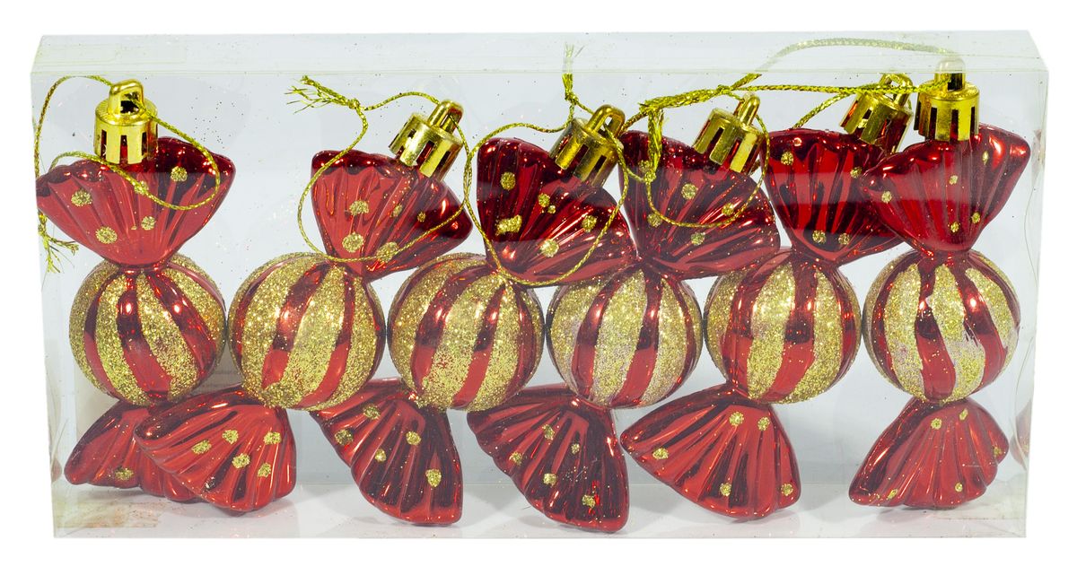 Ялинкові прикраси "Цукерки" 9х4см, 6шт, PVC (8ADC6-A81)