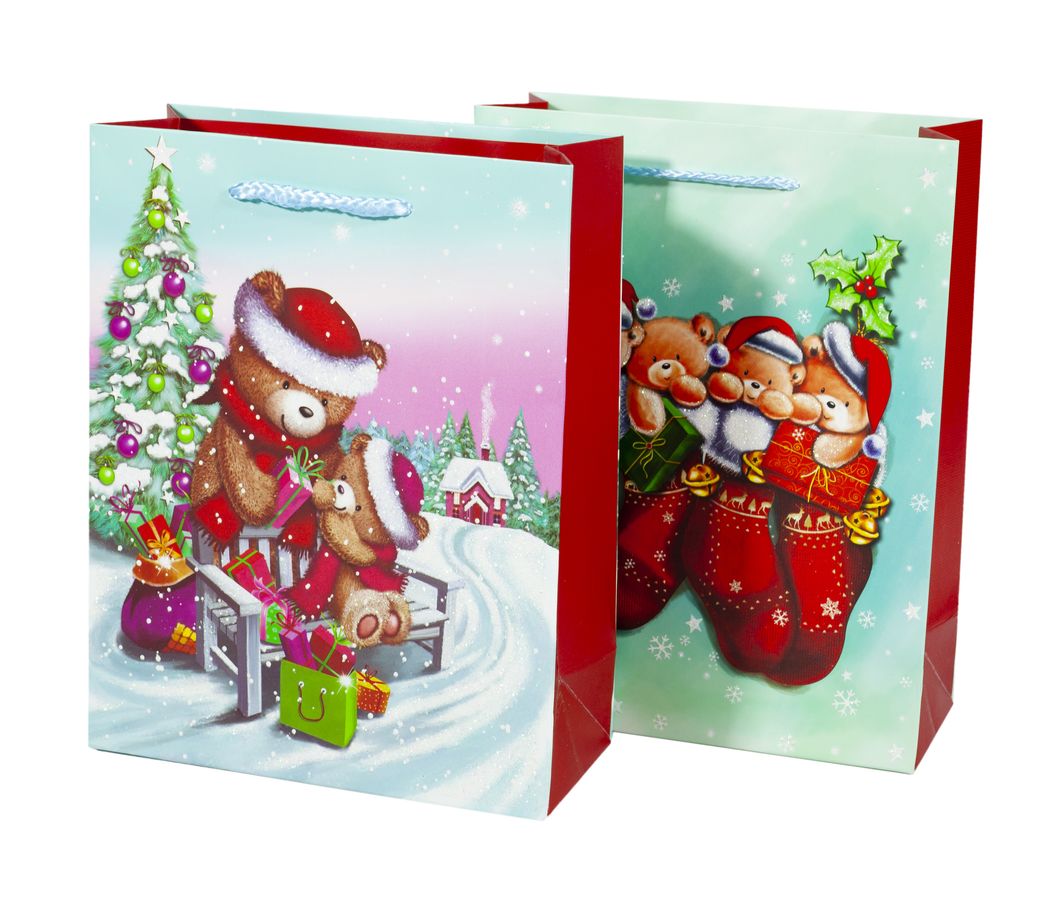 Пакет подарунковий 1201S,  новорічний-4 диз., 18*23*8cm (1201S)