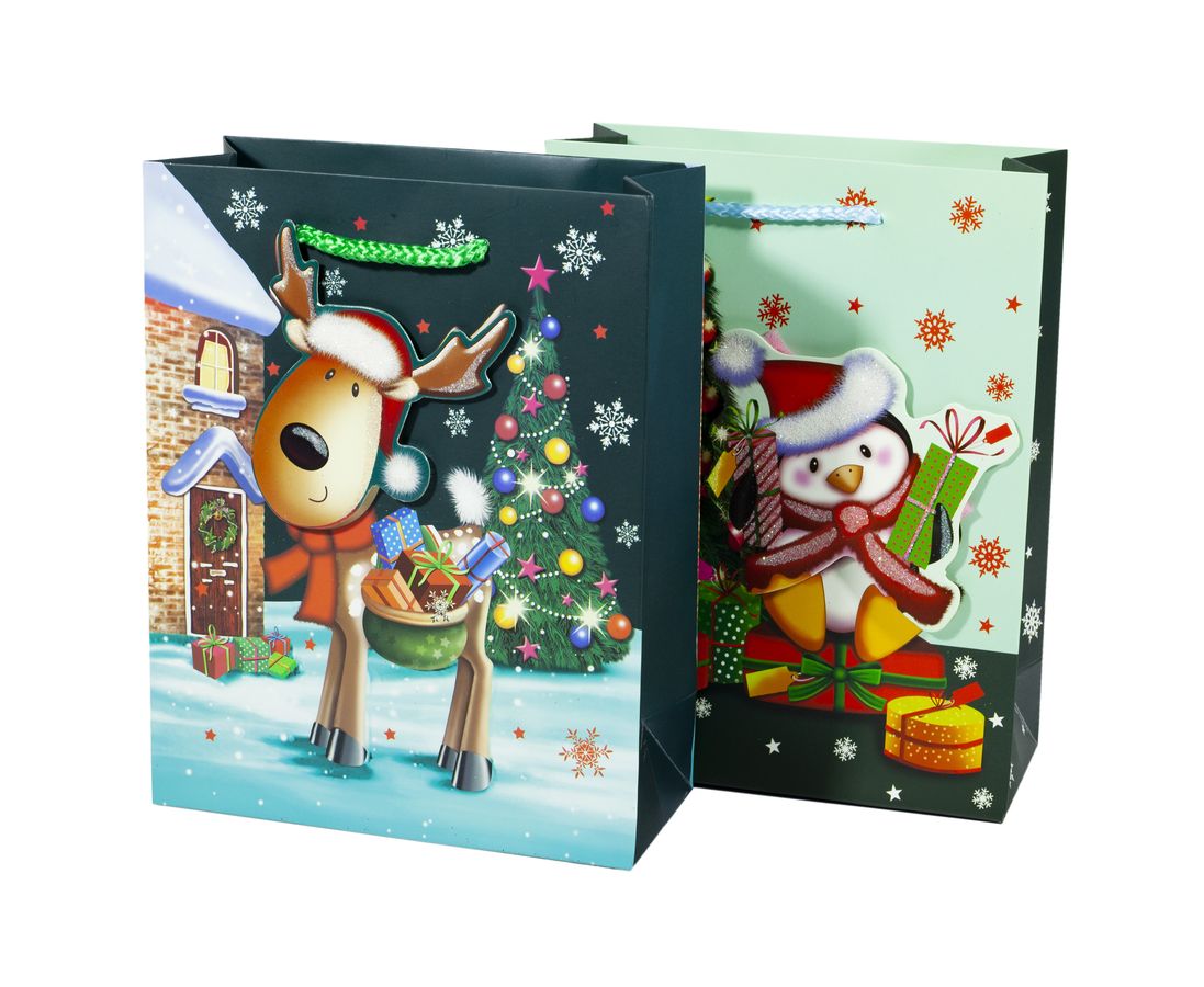 Пакет подарунковий 1093S, новорічний -4 диз., 18*23*8cm (1093S)