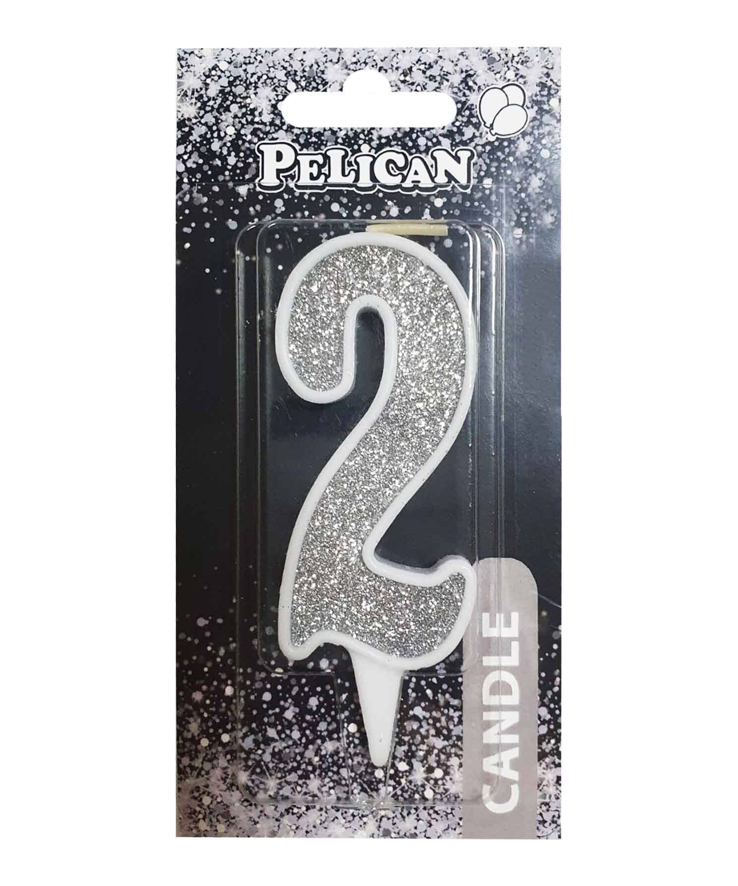 Свічка для торта Pelican "2" СРІБЛО 7см Срібний Pelican (867022)