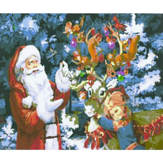 Картина за номерами "Дід Мороз і олень" 40 * 50см, крас.-акрил, кисть-3шт (22261)