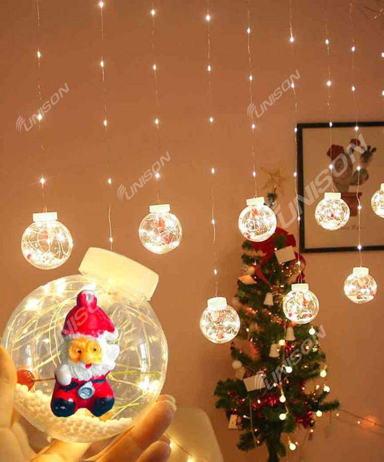 Кульки-роса Дід Мороз 10шт, 3м*0,8м/ перехідник,  білий теплий (1849-21)