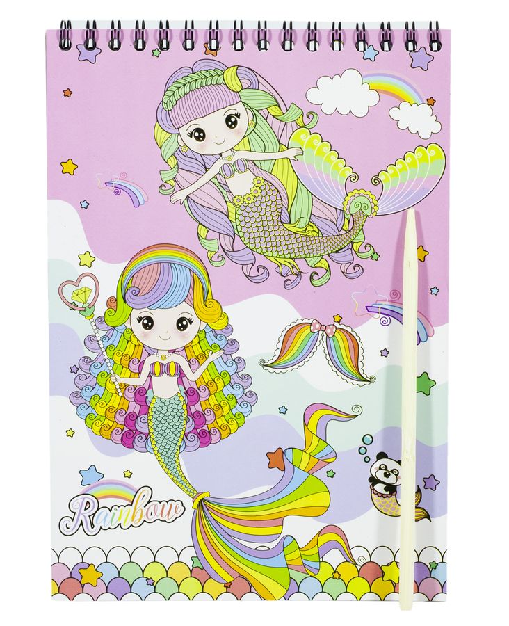 Блокнот для гравюр  А5/8 чорн.л."Русалка"+дер.палоч.Scratch note_14*20см (E-3002-C)