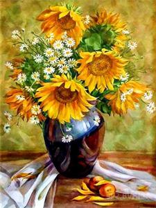 Картина за номерами "Соняшник у вазі" 40 * 50см, крас.-акрил, кисть-3шт. (RA30775)