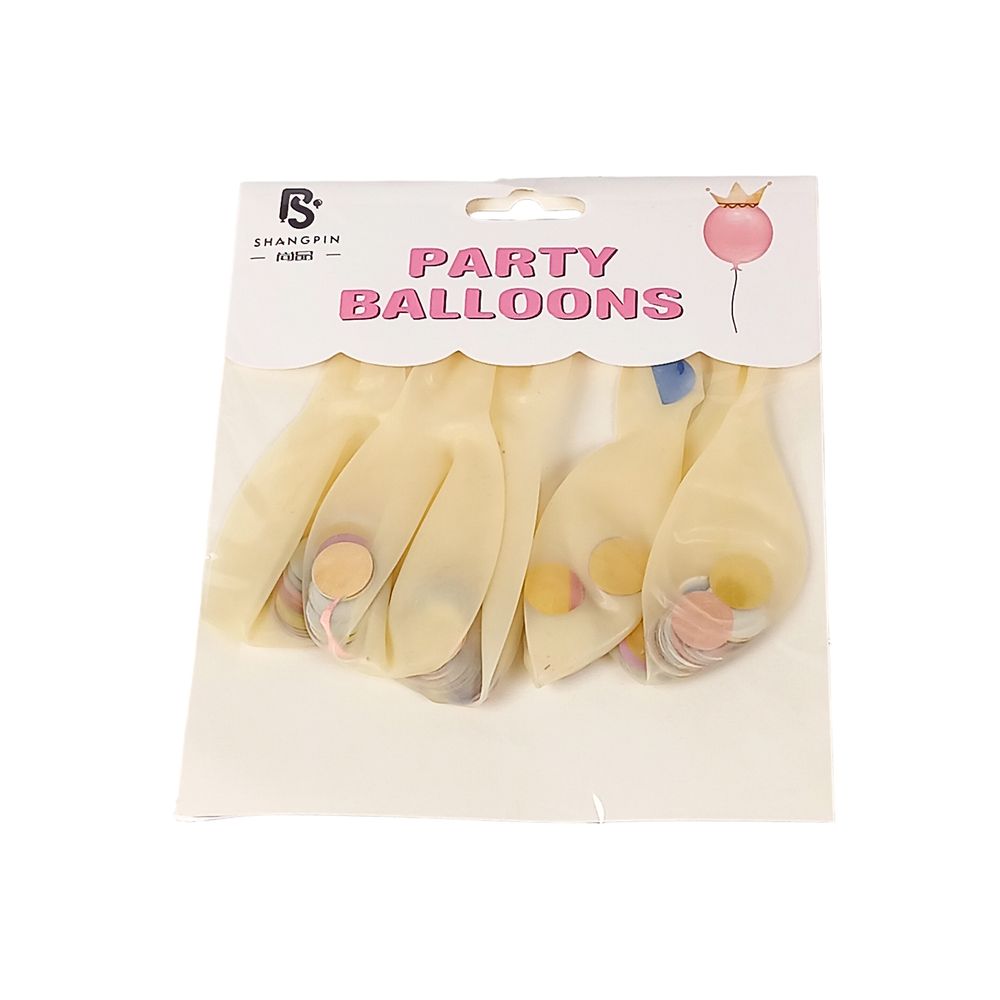 Кульки 10' (26см) конфеті - кольорові кружечки, 5шт/уп Прозорий Без бренду (1005-100)