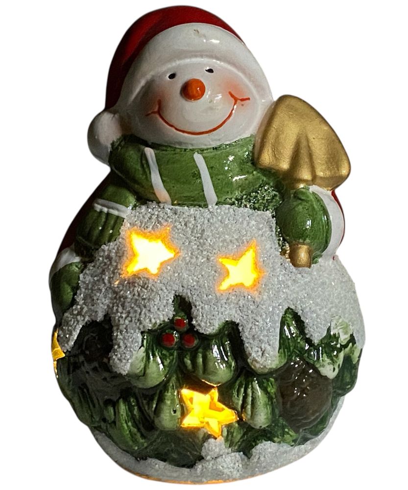 Сувенир декоративный светящийся LED "Санта Клаус. Снеговик-Елка" 12 х 7см Разноцветный Unison (2331)