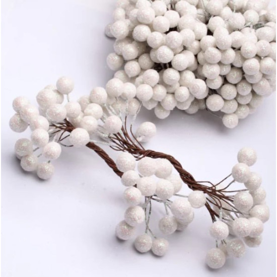 Декоративна гілочка засніженої калини, 12см Білий Unison (C03912)