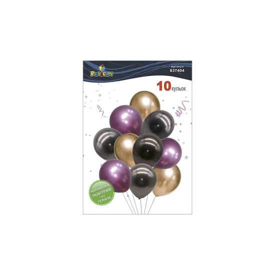 Набор из 10 латексных шариков "Багряно золотое чудо" хром, Pelican (837404)