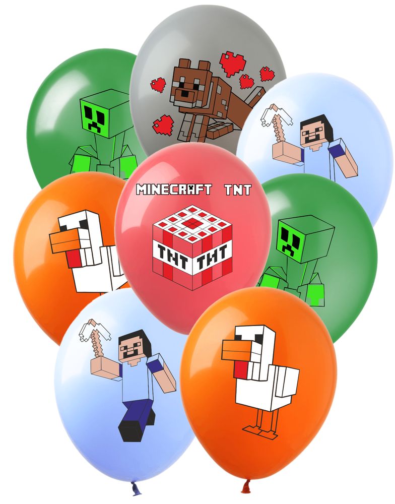 Кульки  латексні 12"(30сm)  "Майнкрафт" пастель 1-стор 10шт (820412)