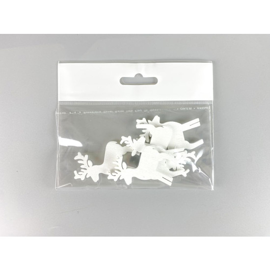Дерев'яний олень 5 х 6см, білий, 5шт (TK-035)