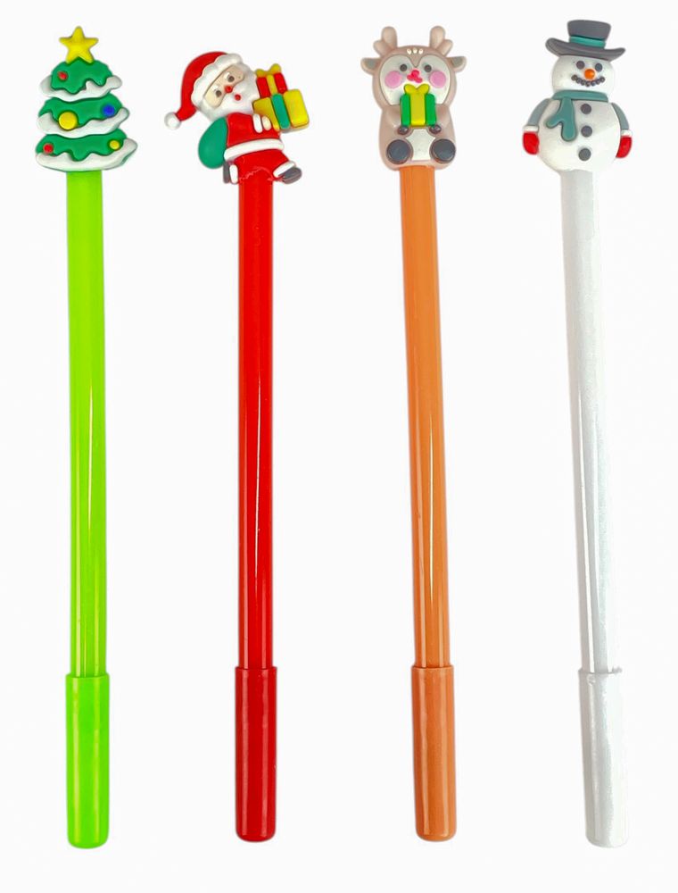 Ручка гелева синя 0,5мм Новорічна (13590)