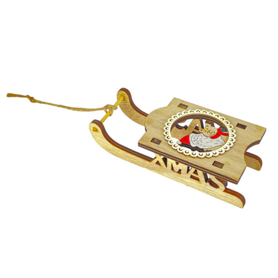 Деревянная подвеска  сани 13 х 6 х 3, 5см (L00407.1)