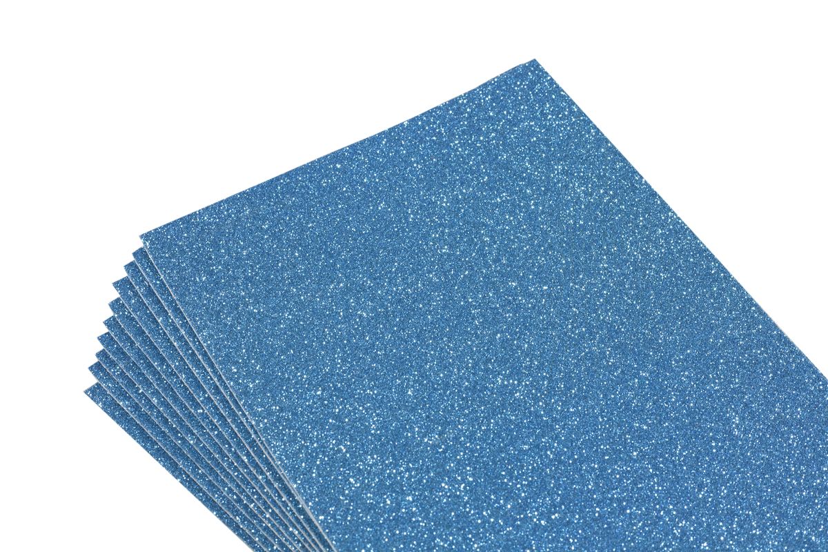 Фоаміран 1,8мм з глітером,  10 аркушів 20х30 - синій (самоклейка) (8676)