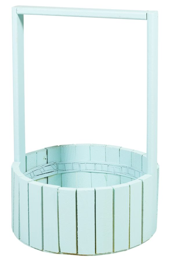 Корзина бирюза деревяная круглая большая BW-230 (BW-230 turquoise)