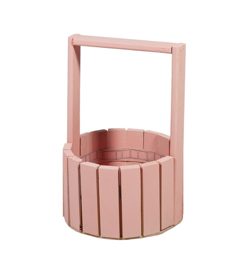 Корзина коралл деревяная круглая маленькая BW-150 (BW-150 coral)