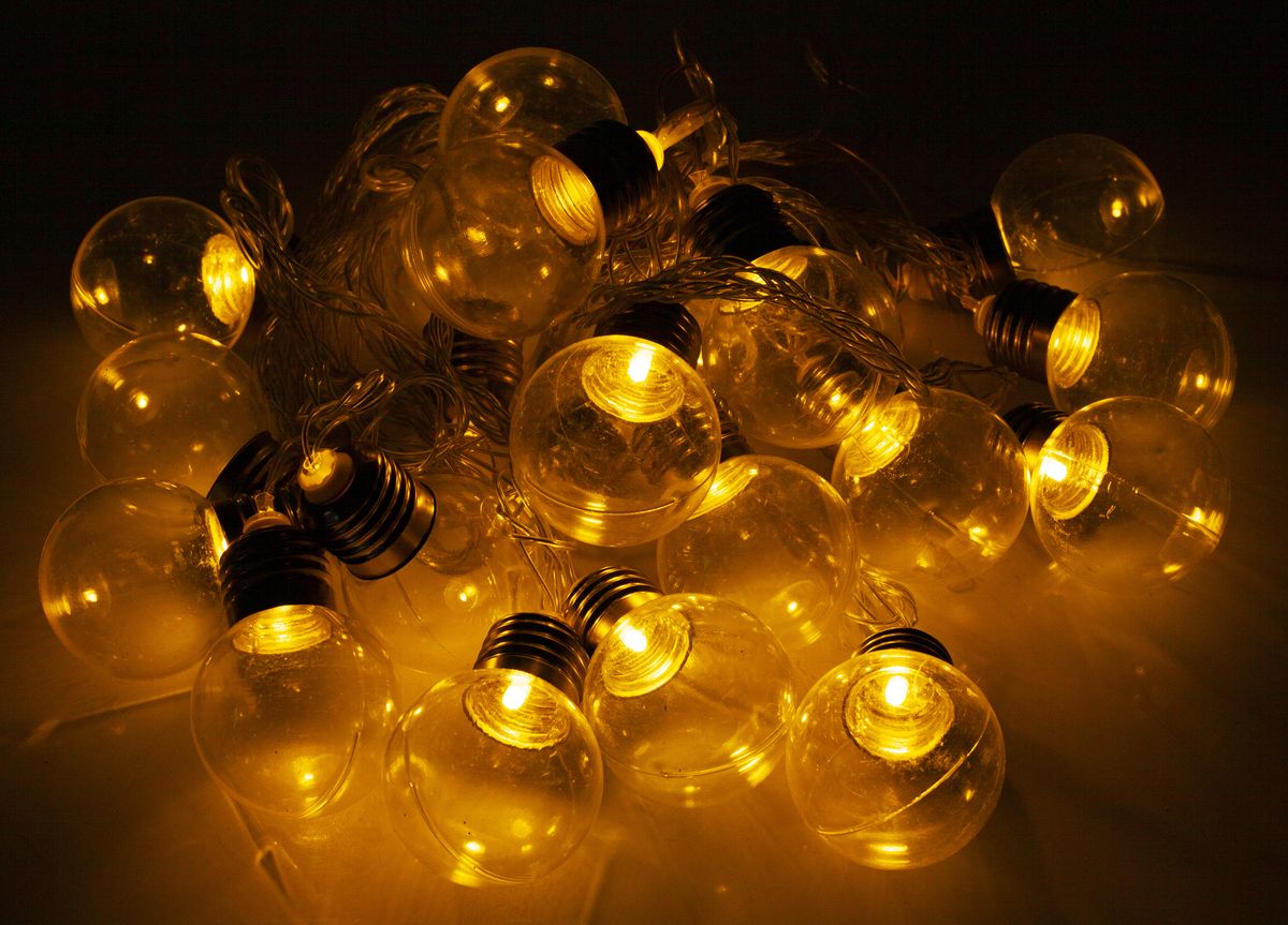 Лампочки 40мм, 20 LED, 7м, белый теплый (13645-07)