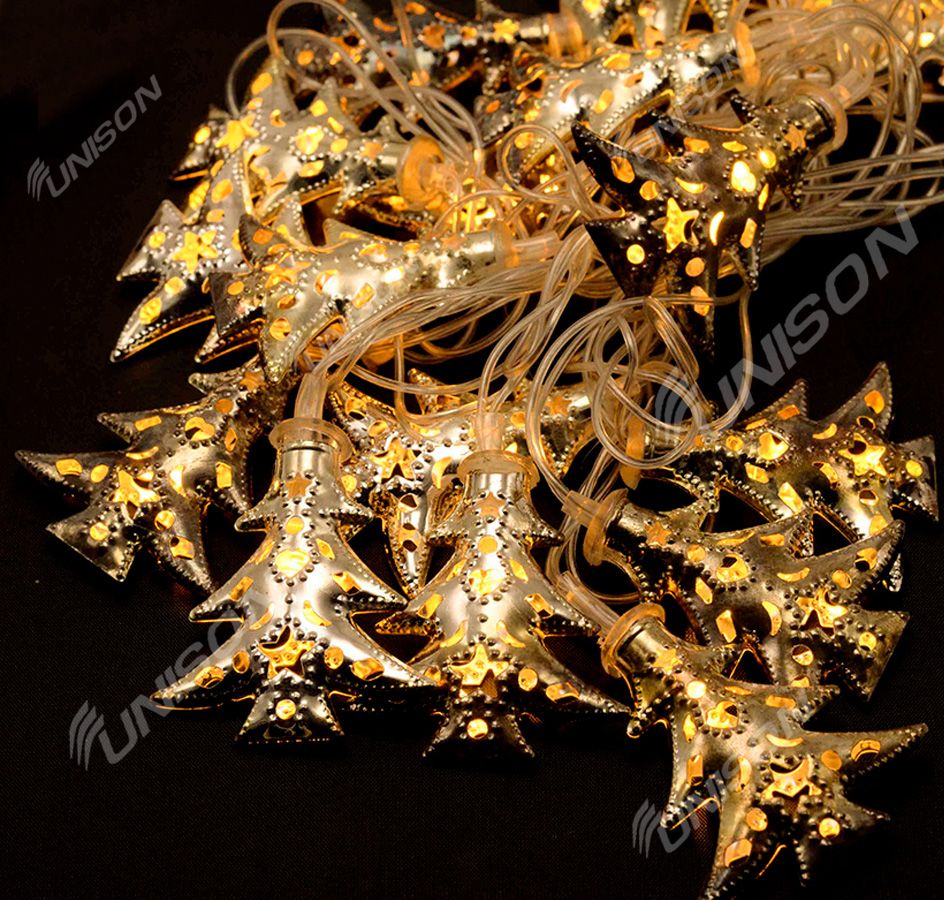 ЗОЛОТО 20 LED, "Елка ", 3м + переходник, теплый белый (1669-071)