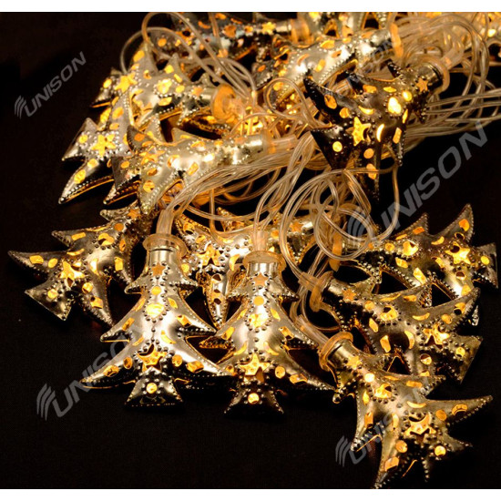 ЗОЛОТО 20 LED, "Елка ", 3м + переходник, теплый белый (1669-071)