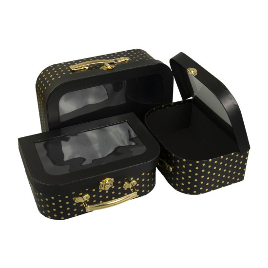 Коробка-чемодан подарочная в наборе - 3 шт (29,5 x 19 x10 cm/25,5 x 17 x9cm/22 x 15 x 8.5cm) Черный Unison (W3290)