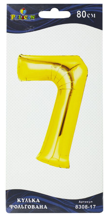 Цифра фольгированная Pelican, "7" ЗОЛОТО 80см Золотой Pelican (830817)