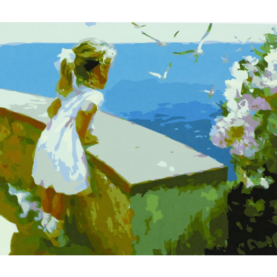 Картина за номерами "Дівчинка і море" 40 * 50см, крас.-акрил, кисть-3шт. (1 * 5) (9510)