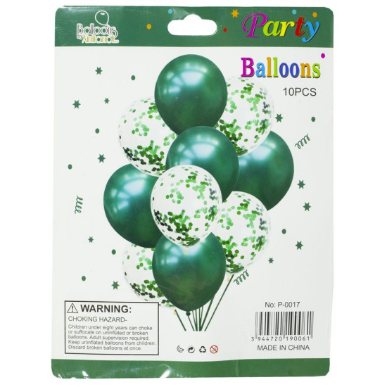 Набор воздушных шариков изумрудный (упаковка 10 шт) (P-0017 изумруд)