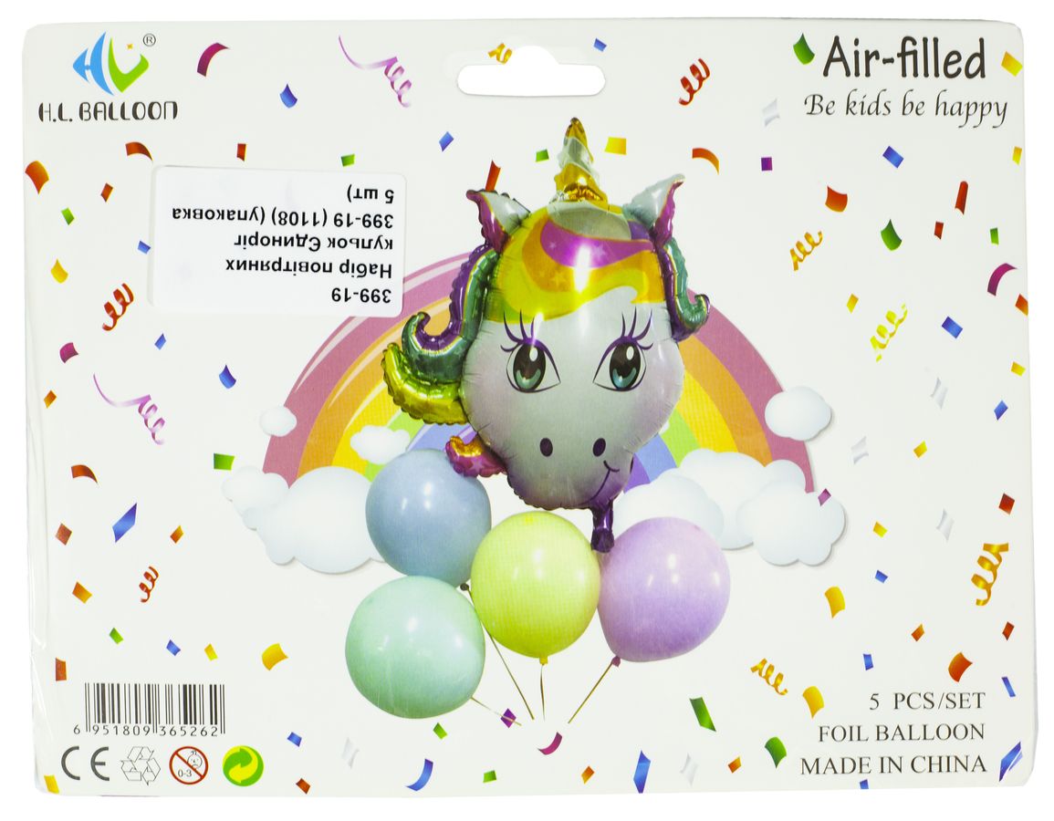 Набор воздушных шариков Единорог 399-19 (1108) (упаковка 5 шт) (399-19)