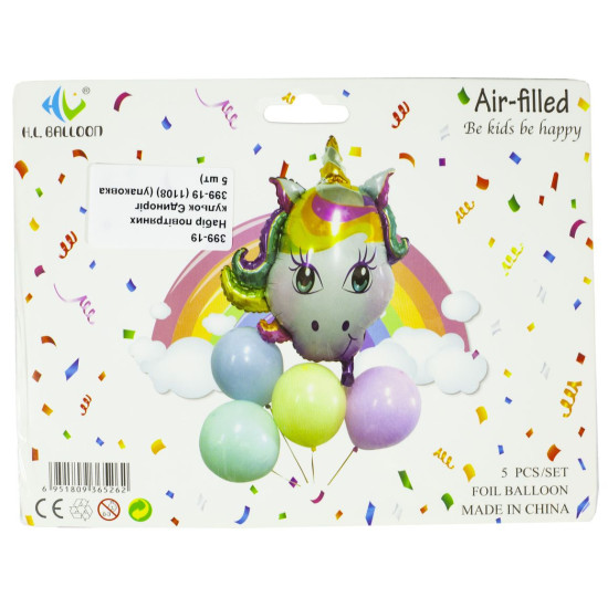 Набор воздушных шариков Единорог 399-19 (1108) (упаковка 5 шт) (399-19)