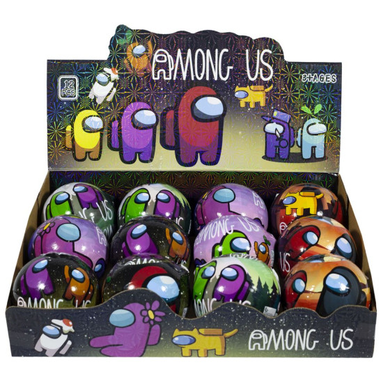 Игрушка шар-сюрприз светящийся "Among us" лего+пазл+наклейки 9см Unison (2111-B-3)