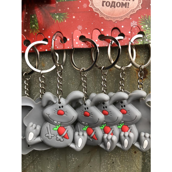 Брелок резиновый "Заяц серый" 5,5см (К-30)