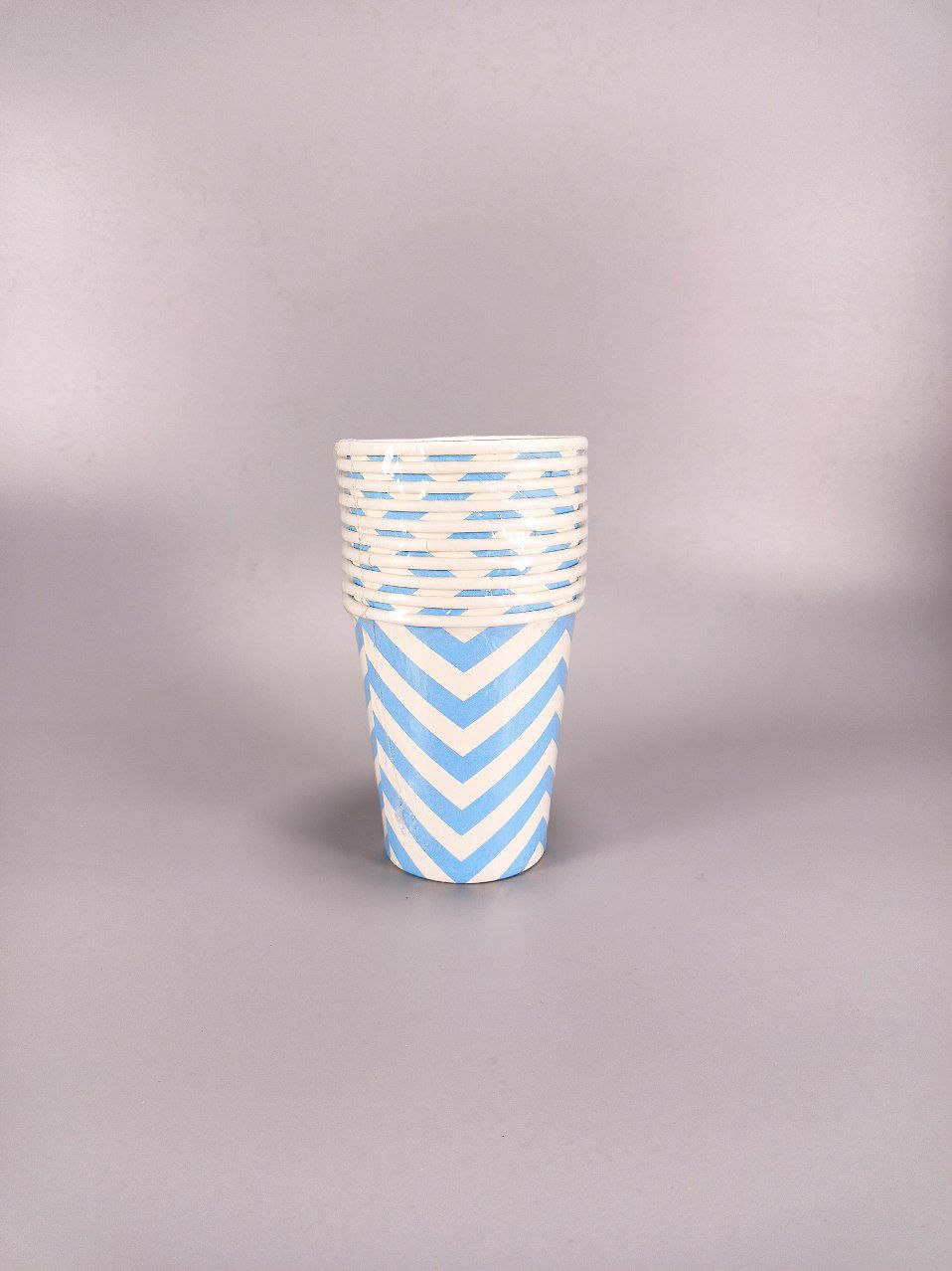 Паперові стакани "Зігзаг", 10 шт,  250 мл., колір - блакитний з білим, Польща (7500-3)