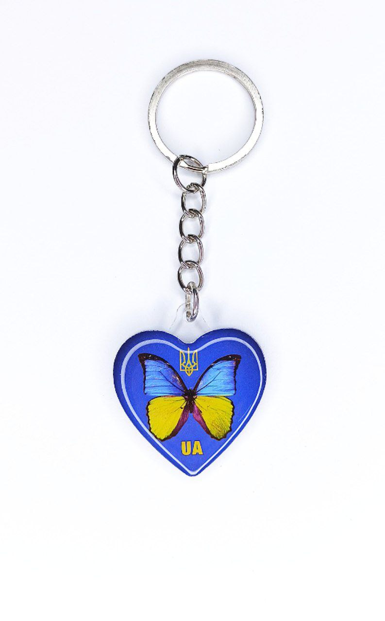 Брелок акриловый сердце 32 х 36мм, шильда 30 х 32мм Желто-синий Unison (UNB-1004)