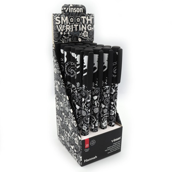 Ручка шариковая Vinson "Черно-белое" синяя, колпак (20шт/уп) Черный Vinson (A71 (8888))