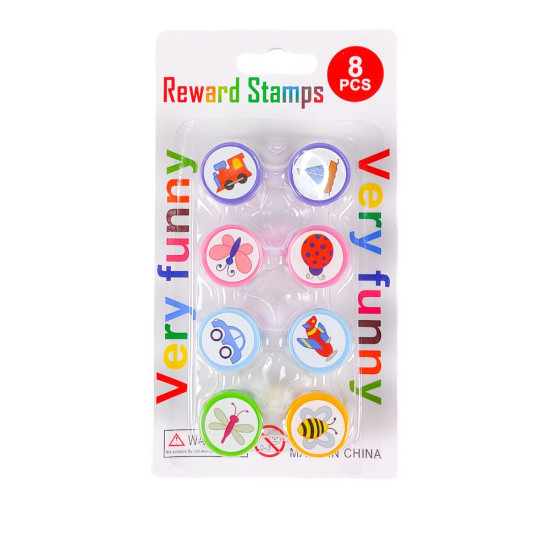 Набор штампиков 25мм х 8шт  "Бабочка, жук, машина, лодка" в блистере Разноцветный Unison (3301-IN)