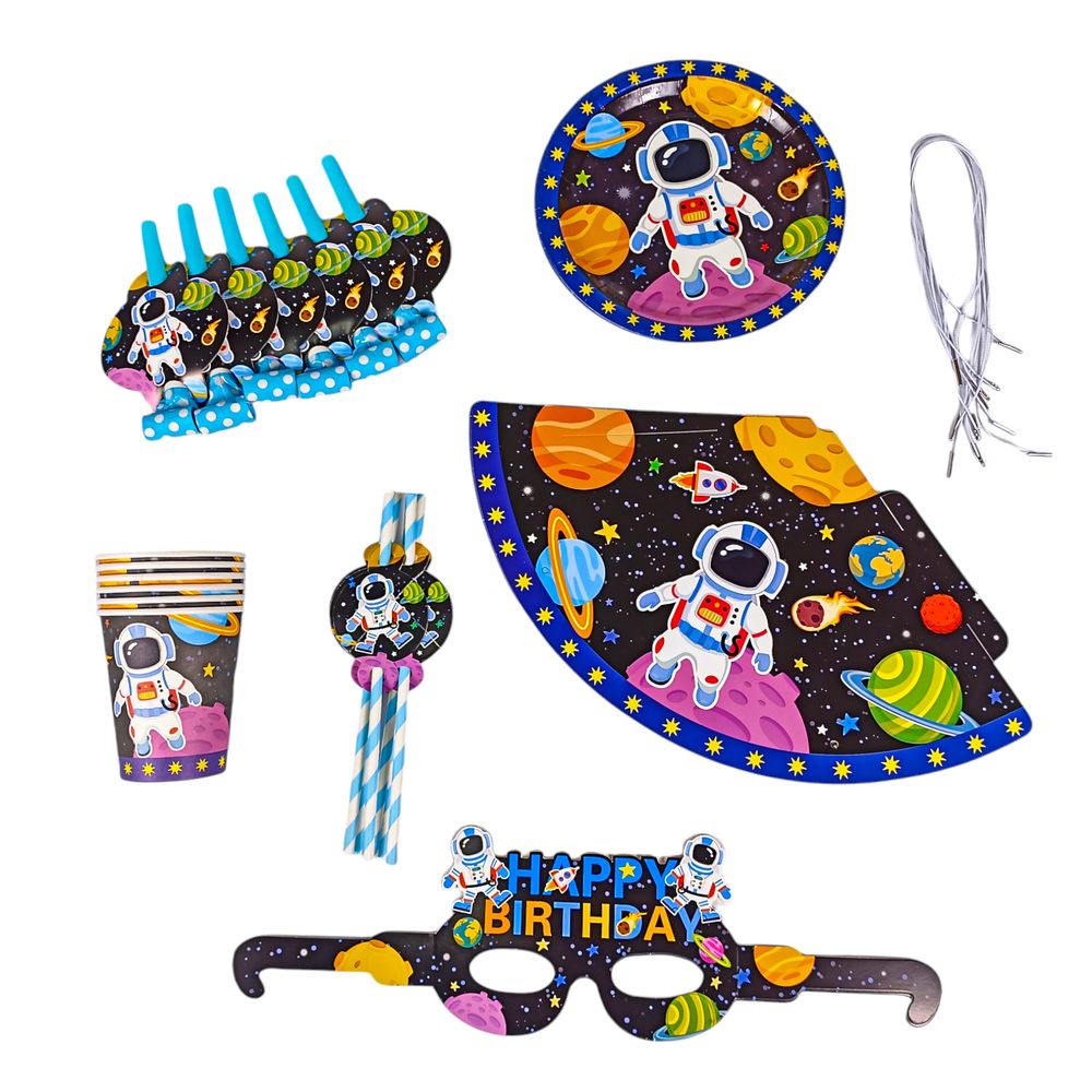Набор ко дню рождения "Космонавт" на 6 персон, 36 предметов Разноцветный Без бренда (10322)