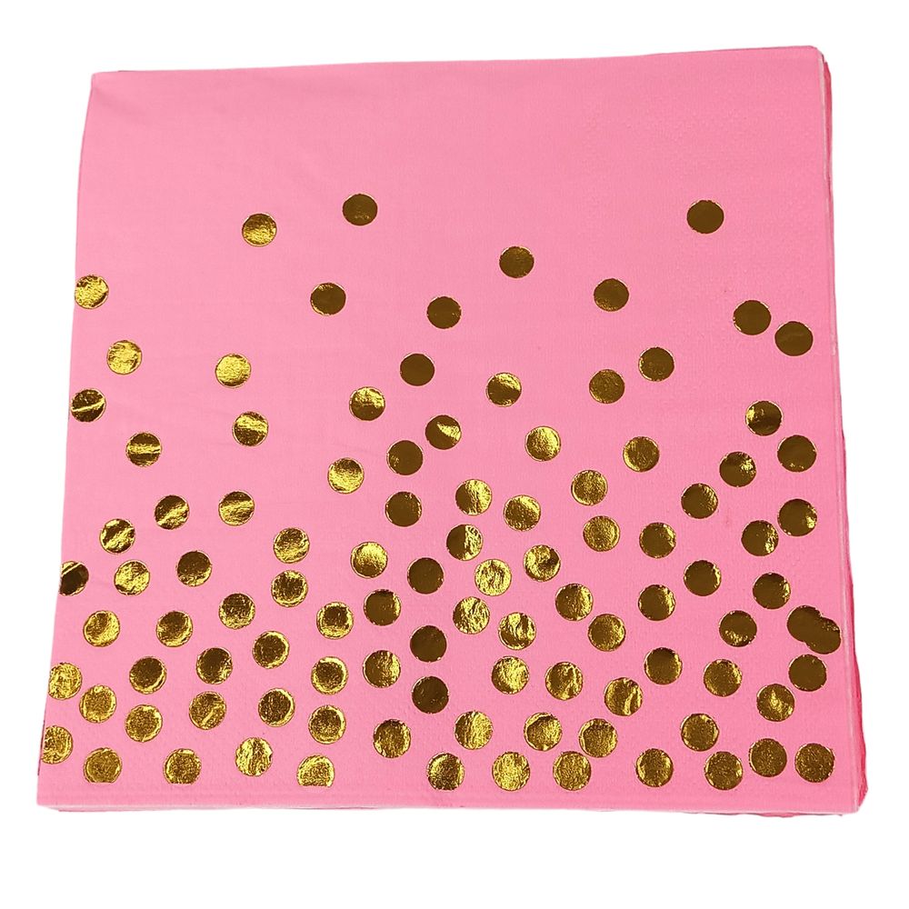 Салфетки 33 х 33см, двухслойные, 20 шт, "Горошек" Розовый Без бренда (10145 pink)