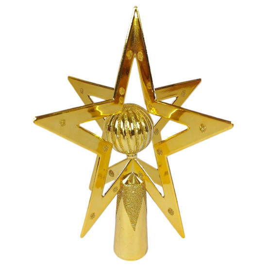 Верхушка для елки рождественская Звезда 3D золотая, 20см (11555265 gold)