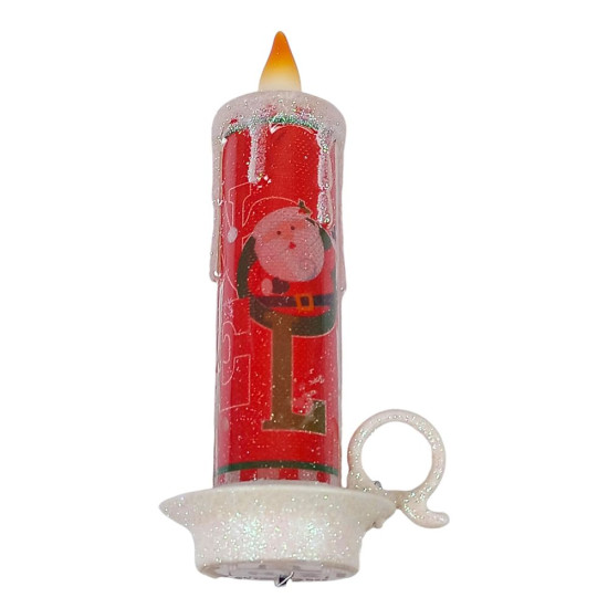 Свеча декоративная светодиодная LED "Новогодняя" на подставке 14,5 х 6,5 х 5,5см (ZF-019-A)