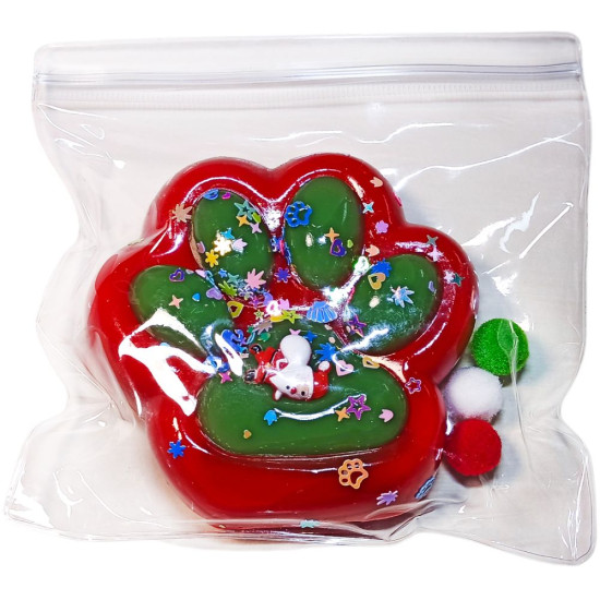 Таба лапка новогодняя 10см сквиш антистресс (712295 red-green)