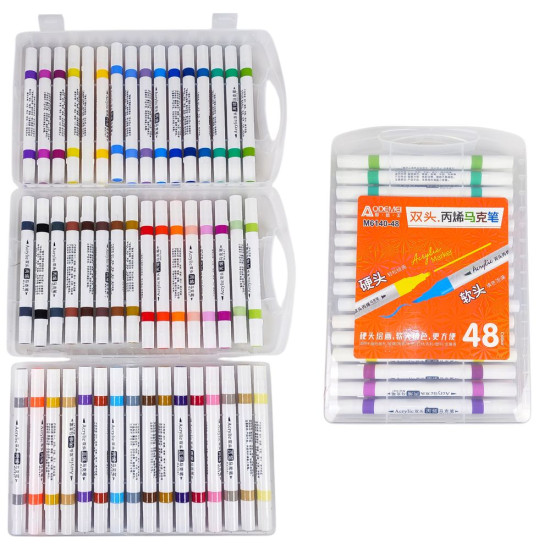 Набір акрилових скетчмакерів двосторонні  Aodemei м'який+твердий, 48шт (6140-48M)