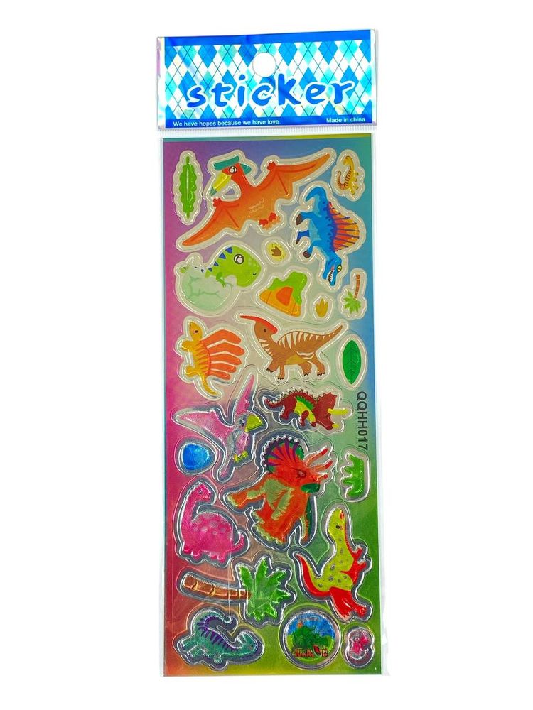 Наклейка пластиковая лазерная 7 х 17см "Динозавры" (QQHH017)