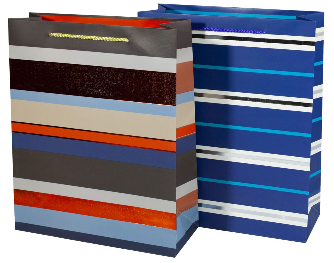 Пакет подарочный фольгированный, Полоса - 4дизайна, 210g, 41.5 x 53 x 15cm Разноцветный Unison (YM-S-1071-XL)